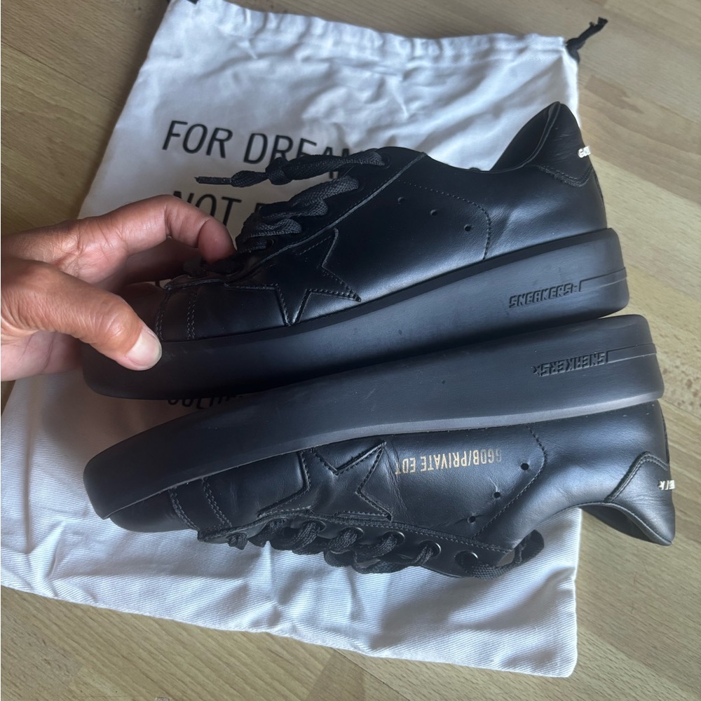 Golden Goose Black Leather Sneakers with Star - Picture 10 of 12